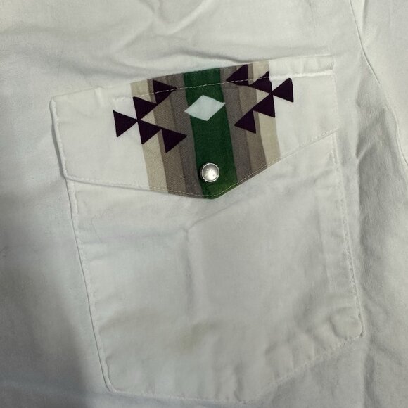 Vintage Roper Border Western Shirt Mens XL White Aztec Tribal Ranch Work Rodeo - Picture 4 of 7